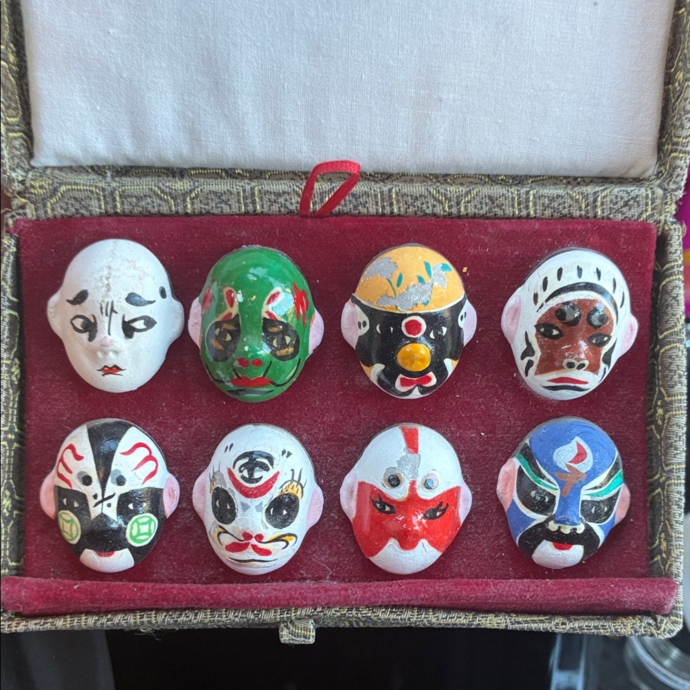 Miniature chinese opera Mask Set of 8 in box